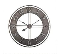 TYMONT Nordic Retro 3D Wrought Iron Wall Clock,Round Arabic Numerals Silent Clock, Creative Decorative American Wall Clock,Gray,24 inches