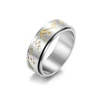 TYMONT Rotating Decompression Ring, Fashionable Titanium Steel Constellation Transportation, Birthday Gift Jewelry, Jewelry,Silver,11