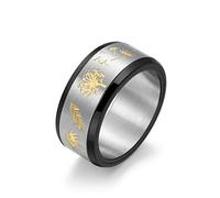 TYMONT Rotating Ring, Fashionable Titanium Steel Ring, Artistic Style Men's Jewelry, Creative Decompression Gift, Birthday Gift for Boyfriend,Black,7