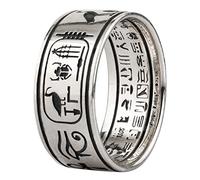 TYMONT S925 Silver Egyptian Anubis Ring, for Men And Women Vintage Hieroglyphic Text Couple Sterling Silver Ring,Silver,9