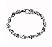 TYMONT S925 Sterling Silver Men's And Women's Skull Patchwork Bracelets, Men And Women's S925 Sterling Silver Personalised Skull Bracelets,Silver,18cm