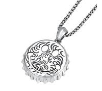 TYMONT S925 Sterling Silver Personalised Bottle Cap Smiley Face Pendant, Men's And Women's Wine Bottle Cap Sterling Silver Pendant Necklace,Silver,Single Pendant