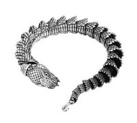 TYMONT S925 Sterling Silver Personalised Python Bracelet, Men's Vintage Hip Hop S925 Sterling Silver Python Bracelet,Silver,21cm