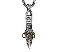 TYMONT S925 Sterling Silver Personalized Demon-Subduing Vajra Pestle Pendant, Buddhist Vintage Men's Vajra Necklace Pendant,Silver,Single Pendant