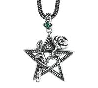 TYMONT S925 Sterling Silver Rose Pentagram Pendant, Men's Personalised Pentagram Sterling Silver Pendant Necklace,Silver,Single Pendant