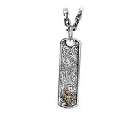 TYMONT S925 Sterling Silver Vintage Grass Pattern Tag Minimalist Distressed Men's Pendant Men's Birthday Gift,Silver,pendant + 70cm chain