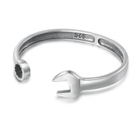 TYMONT S925 Sterling Silver Vintage Spanner Bracelet, Ladies Personalised Creative Opening Adjustable Sterling Silver Bracelet,Silver,18cm~22cm