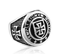TYMONT Templar Cross Ring Retro Medieval Warrior Stainless Steel Ring Navy, Army, Air Force 7-13#,Silver,10