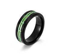 TYMONT Two Tone Checkered Pattern Ring, Fashionable And Simple Men's Stainless Steel Personalized Ring, Gift for Boyfriend,Green,12