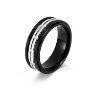 TYMONT Two Tone Checkered Pattern Ring, Fashionable And Simple Men's Stainless Steel Personalized Ring, Gift for Boyfriend,Black,10