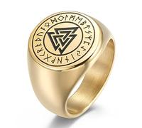 TYMONT Viking Rune Triangle Symbol Stainless Steel Ring,Nordic Men's Rune Irish Eternal Triangle Knot Signet Ring