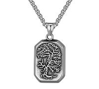 TYMONT Viking Tree of Life Dog Tag Pendant Necklace Nordic Men And Women Amulet Protection Necklace Accessories