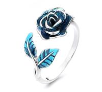TYMONT Vintage Court Style Floral Sterling Silver Adjustable Ring, Stylish S925 Sterling Silver Ladies Ring,Silver,6