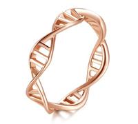 TYMONT Women's Simple Twist Ring, Personalised Double Spiral Stainless Steel Ring,Gold,5