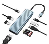 Tymyp 9 in 1 USB C Hub, USB C Docking Station, Dock with 4K@30Hz HDMI, 3 x USB 3.0 Ports, USB C 3.0 Data, USB 2.0, 100W PD, SD/TF Card Reader Compatible with Laptop and Other Type C Devices