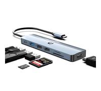 Tymyp USB C HUB, 7 in 1 USB Docking Station, 4K HDMI, 100W PD, USB 3.0 Ports, 2 x USB 2.0 Ports, SD/TF Card Reader, Suitable for iMac, Surface, XPS, Thinkpad, Galaxy, and Other Type C Devices