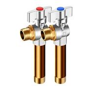 TYMYW 2-Pack Angle Valve Brass G1/2 Extended Wall Mounted Angle Valve for Toilet, Kitchen, Bathroom,Chrome Plated,7Cm