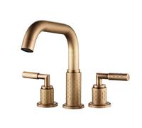TYMYW 3 Hole Basin Taps Brass Retro Double Handle Hot and Cold | 360 Swivel Adjustable Basin Mixer Tap for Bathroom