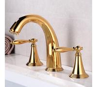 TYMYW 3 Hole Taps for Bathroom Basin Hot and Cold Dual Control Bathroom Tap 8 in Split 2 Handle Brass,Gold