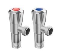 TYMYW Angle Valve Brass Wall-Mounted Extended G1/2 Hot and Cold Water Stop Valve 2-Pack for Bathroom,Kitchen,Brushed,50Mm