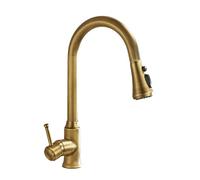 TYMYW Antique Brass Kitchen Tap with Pull Out Spray 360° Swivel Kitchen Mixer Taps 1 Hole Three Water Outlet Modes