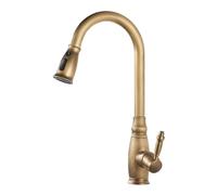 TYMYW Antique Brass Kitchen Tap with Pull Out Spray (Stream,Spray,Powerful Aquablade) 360° Swivel Sink Mixer Tap Single Hole