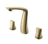 TYMYW Bathroom Tap 8 in Split 3 Hole Dual Lever Basin Mixer Taps Hot and Cold Brass for 3 Hole Bathroom Basin,Brushed Gold