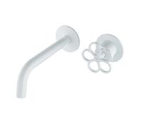 TYMYW Bathroom Tap Concealed Wall Mounted Double-Hole Single Handle Basin Mixer Tap Brass,White