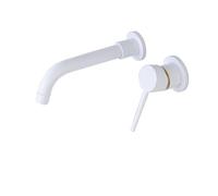 TYMYW Bathroom Tap Wall Mounted Rotable 2 Hole Concealed Basin Tap Single Handle Hot and Cold Brass,White