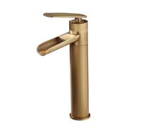 TYMYW Countertop Basin Tap Antique Brass Waterfall High Rise Basin Mixer 360° Swivel Bathroom Tap Single Lever Single Hole