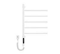 TYMYW Electric Towel Rail with Thermostat Wifi Controlled Carbon Fiber Heating Wall 180°Swivel Electric Heated Towel Rack,White