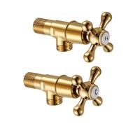 TYMYW G1/2 Angle Valve Brass 2-Pack（Hot and Cold） Wall Mounted Angle Valve Shut Off for Toilet, Kitchen, Bathroom,Gold