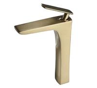 TYMYW High Rise Basin Mixer Tap Brass Retro Tall Tap for Countertop Basin Single Lever Hot and Cold Single Hole,Brushed Gold