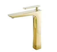TYMYW High Rise Basin Mixer Tap Brass Retro Tall Tap for Countertop Basin Single Lever Hot and Cold Single Hole,Gold