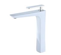 TYMYW High Rise Basin Mixer Tap Brass Retro Tall Tap for Countertop Basin Single Lever Hot and Cold Single Hole,Silver