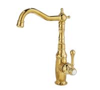 TYMYW High Rise Bathroom Basin Mixer Tap 360° Swivel Countertop Basin Tap Single Lever Single Hole Brass,Gold