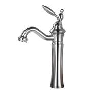 TYMYW High Rise Bathroom Basin Mixer Tap Brass Single Lever Retro Bathroom Tap for Countertop Basin Single Hole,Brushed