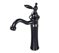 TYMYW High Rise Bathroom Basin Mixer Tap Brass Single Lever Retro Bathroom Tap for Countertop Basin Single Hole,Antique Black