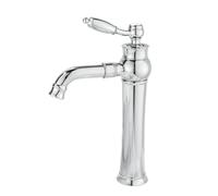 TYMYW High Rise Mono Basin Mixer Tap 360° Swivel Spout Single Handle Countertop Basin Tap Hot and Cold,Retro Silver