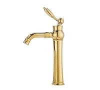 TYMYW High Rise Mono Basin Mixer Tap 360° Swivel Spout Single Handle Countertop Basin Tap Hot and Cold,Retro Gold