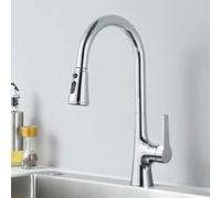 TYMYW Kitchen Mixer Tap with Pull Out Spray 3 Spray Modes 360° Swivel Kitchen Mixer Taps 1 Hole Brass,Chrome Plated