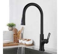 TYMYW Kitchen Mixer Tap with Pull Out Spray 360° Swivel Single Handle High Arc Kitchen Mixer Tap 2 Mode Single Hole,Black