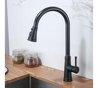 TYMYW Kitchen Mixer Tap with Pull Out Spray Stainless Steel 360° Swivel High Arc Pull Out Kitchen Tap with 3 Modes Spray,Black