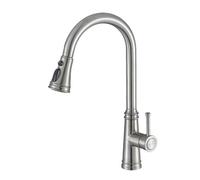 TYMYW Kitchen Mixer Tap with Pull Out Spray Stainless Steel 360° Swivel High Arc Pull Out Kitchen Tap with 3 Modes Spray,Brushed
