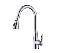 TYMYW Kitchen Mixer Tap with Pull Out Spray with 3 Spray Modes Sink Tap 360° Swivel Single Handle Brass,Chrome Plated