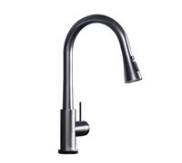 TYMYW Kitchen Mixer Tap with Pull Out Spray with 3 Spray Modes Sink Tap 360° Swivel Single Handle Gray