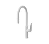 TYMYW Kitchen Mixer Tap with Pull Out Sprayer 2 Mode Single Lever High Arc Kitchen Tap 360 Swivel Single Hole,White