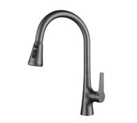 TYMYW Kitchen Mixer Tap with Pull Out Sprayer 360° Swivel Kitchen Mixer Taps 1 Hole Brass Three Water Outlet Modes,Brushed Grey