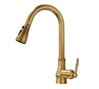 TYMYW Kitchen Mixer Tap with Pull Out Sprayer Swivel Kitchen Tap with 3 Spray Modes Brass Antique