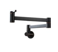TYMYW Kitchen Pot Filler Tap Cold Water Only Kitchen Tap Wall Mounted Folding 360° Swivel Double Swing Arm Single Hole Brass,ORB Black